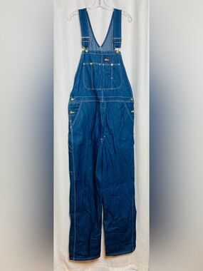 Dickies Overalls Mens 34x32 Dark Blue Denim Workwear Utility Straight Leg Pants
